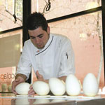 Raúl Bernal making Easter Eggs