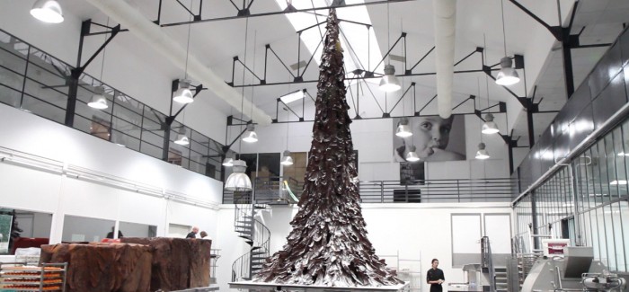 Patrick Roger creates a giant Christmas tree made of chocolate