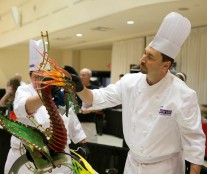 Bill Foltz & Cori Schlemmer, working on their showpiece.