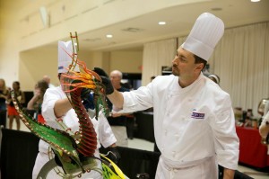 Bill Foltz & Cori Schlemmer, working on their showpiece.