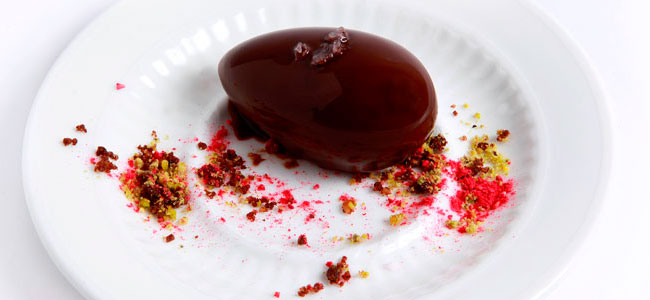 Chocolate mousse with violet Maldon salt by Mario Sandoval