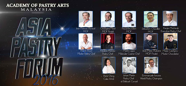 The 13 pastry chefs who will participate in the Asia Pastry Forum 2016