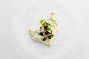 Thyme ice cream with snow of goat milk, Provence herbs & white chocolate by Jonathan Kjølhede Berntsen