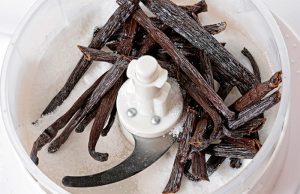A part of the process of the vanilla sugar for ice creams