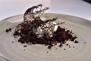 Mina Pizarro's plated dessert