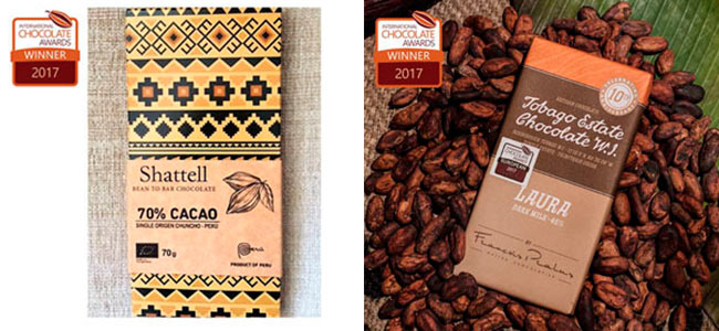 Shattell and Tobago-Pralus, on the podium of the International Chocolate Awards