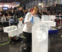 Veronica working on ice sculpture