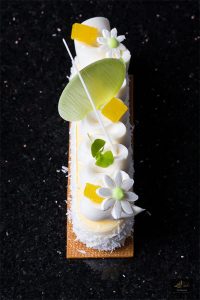 Aerial view yogurt cheesecake by Bachour