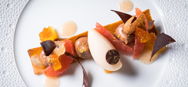 Oriado, grapefruit, and Mexican vanilla plated dessert by Nicolas Botomisy