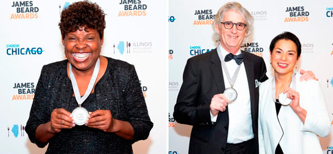 Dolester Miles, Belinda Leong, and Michel Suas, awarded at the James Beard Awards