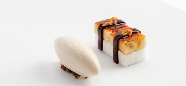 Banana musubi, Enigma Restaurant by Albert Adrià