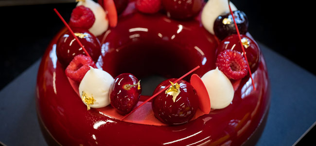 Black Forest with kirsch namelaka, cherry jelly and chocolate mousse by Antonio Bachour