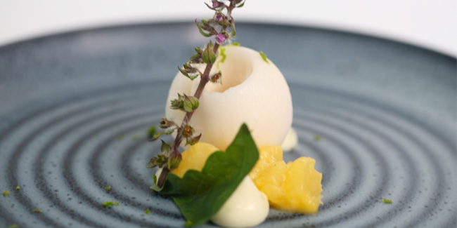 Opalys and Balinese Kaffir Lime, Shiso Plum Wine Sorbet by Yusuke Aoki