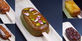Five varieties of street cake popsicles