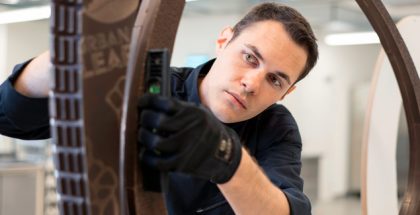 Elias Laderack working on his chocolate sculpture