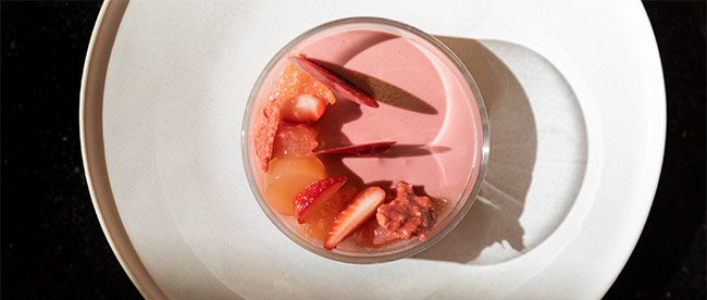 Strawberry, almond and grapefruit ‘Think Pink’ dessert by Sarah Tibbetts