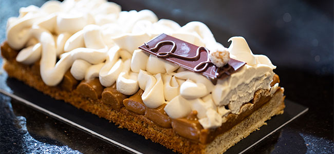 Bahia hazelnut tart with white chocolate and coffee whipped ganache by Paul Saiphet