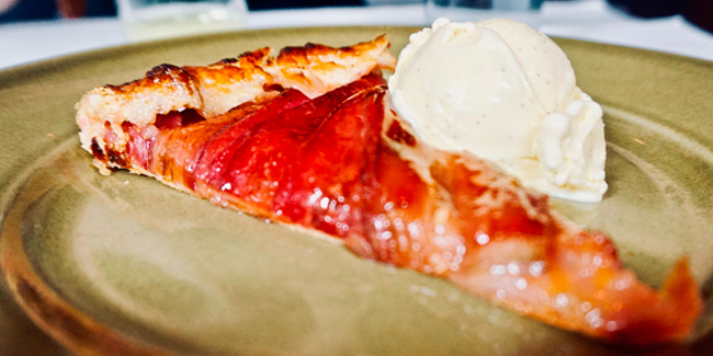 Rhubarb galette and ice cream