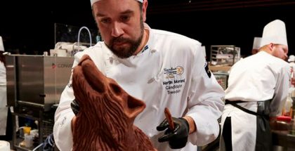 Participant working on a chocolate sculpture