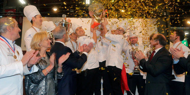 China on the podium after winnig the Coupe du Monde de la Boulangerie