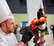 The Swiss team working on a sugar sculpture