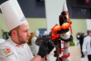 The Swiss team working on a sugar sculpture