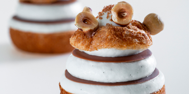 Vanilla, caramel and hazelnut choux gourmand by David Briand