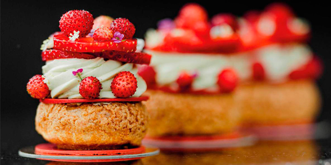 Blairgowrie strawberries, ceremonial grade matcha choux by Ross Sneddon