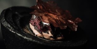 Frozen Guava, Sea Water Meringue, Black Olive by Will Aghajanian