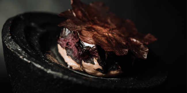 Frozen Guava, Sea Water Meringue, Black Olive by Will Aghajanian