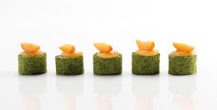 Yann Duytsche's Sweet Green Tea 'Pionono' and Apricot Snack