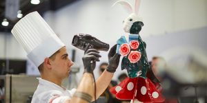 Chef working on a sugar sculpture