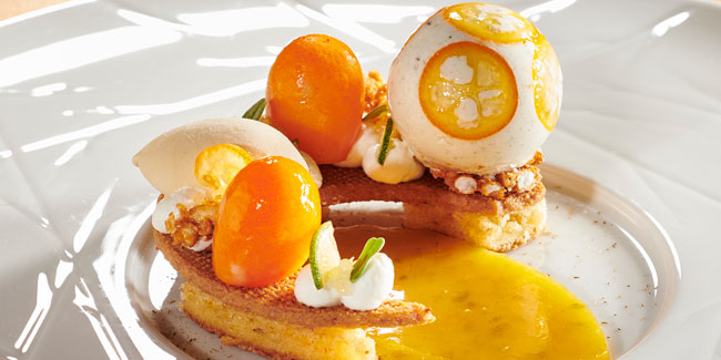 Sentiers de l’Esterel plated dessert with citrus and pine by Morgane Raimbaud