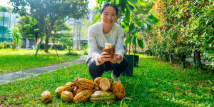 Janice Wong with cocoa beans