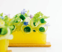 Modern pineapple tart - green apple - basil - olive oil