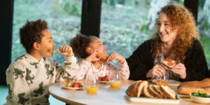 Family having breakfast