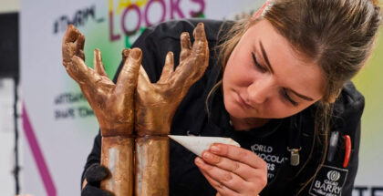 candidate working on a chocolate sculpture