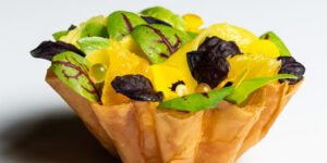 Orange, shisho and truffle tart