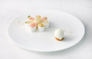 Lemon flower dessert with yuzu and eucalyptus by Tom Coll