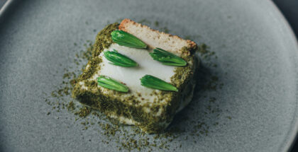 Sorrel, crème fraîche and fir ice cream cake by Blanca del Noval
