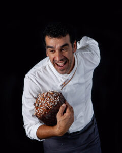 Jose Romero with a panettone