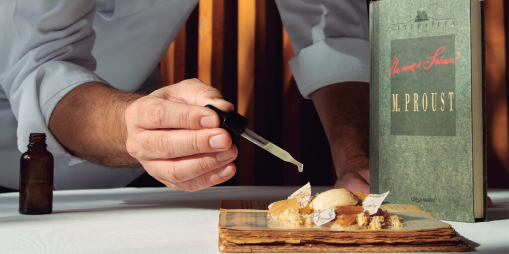 Old book plated dessert by Jordi Roca