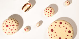 strawberry, cheese and passion fruit ice cream bonbon